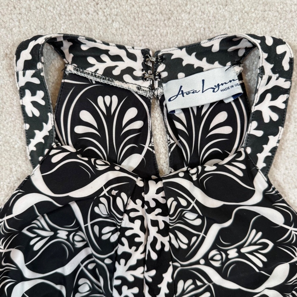 Ava Lynn Halter Dress Black White Sleeveless Party Cocktail Dress - Picture 2 of 8